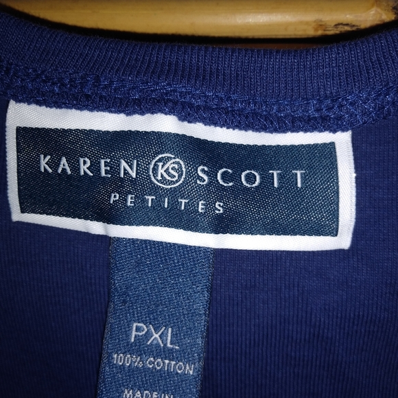 Karen Scott XLP Sleeveless Cotton Tank Top Petite Plus in Navy - Picture 4 of 4